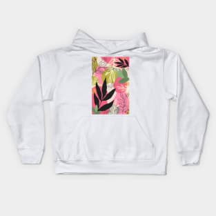 Pink Modern Abstract leaves Kids Hoodie